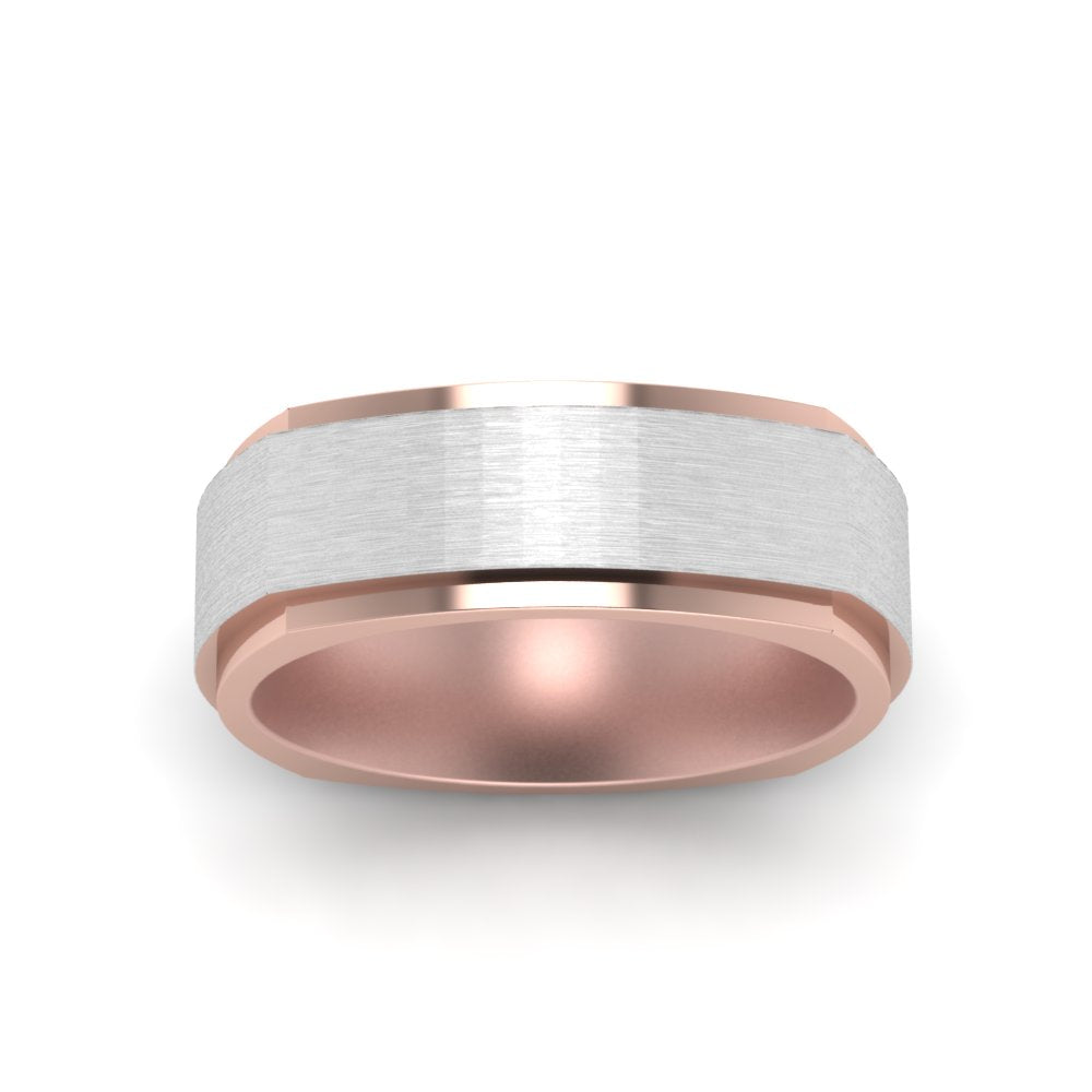 Two Tone Brushed Mens Wedding Ring Fascinating Diamonds