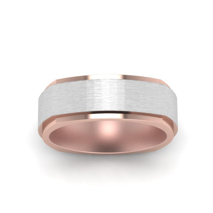 Two Tone Brushed Mens Wedding Ring Fascinating Diamonds
