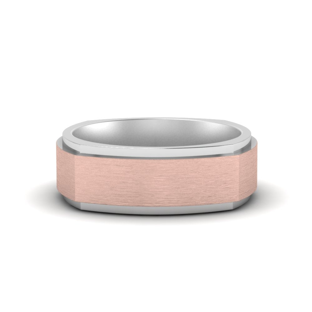 Two Tone Brushed Mens Wedding Ring Fascinating Diamonds