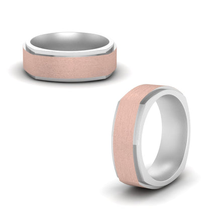 Two Tone Brushed Mens Wedding Ring Fascinating Diamonds