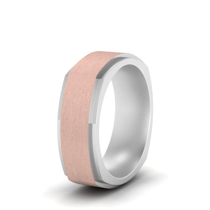 Two Tone Brushed Mens Wedding Ring Fascinating Diamonds