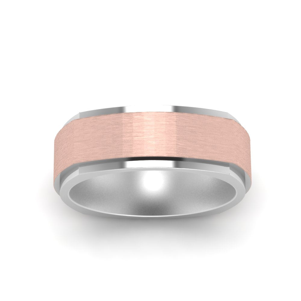 Two Tone Brushed Mens Wedding Ring Fascinating Diamonds