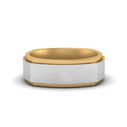 Two Tone Brushed Mens Wedding Ring Fascinating Diamonds