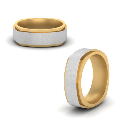 Two Tone Brushed Mens Wedding Ring Fascinating Diamonds