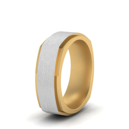 Two Tone Brushed Mens Wedding Ring Fascinating Diamonds