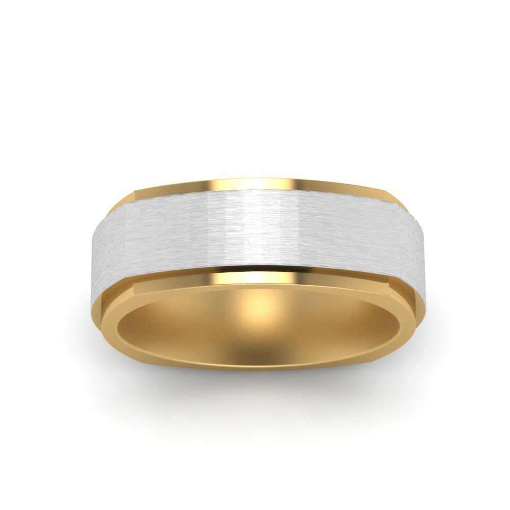 Two Tone Brushed Mens Wedding Ring Fascinating Diamonds