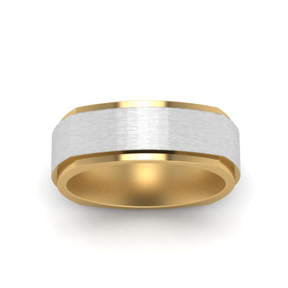 Two Tone Brushed Mens Wedding Ring Fascinating Diamonds