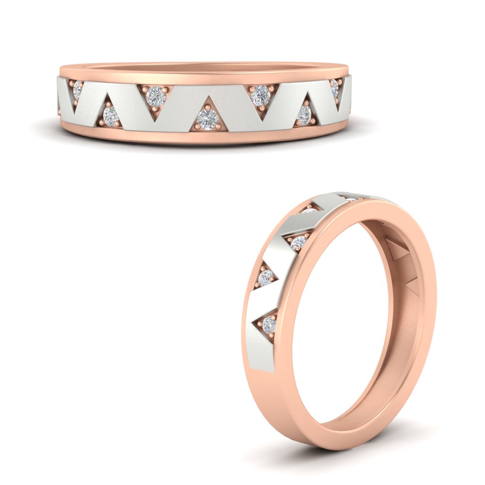Two Tone Male Wedding Band Fascinating Diamonds