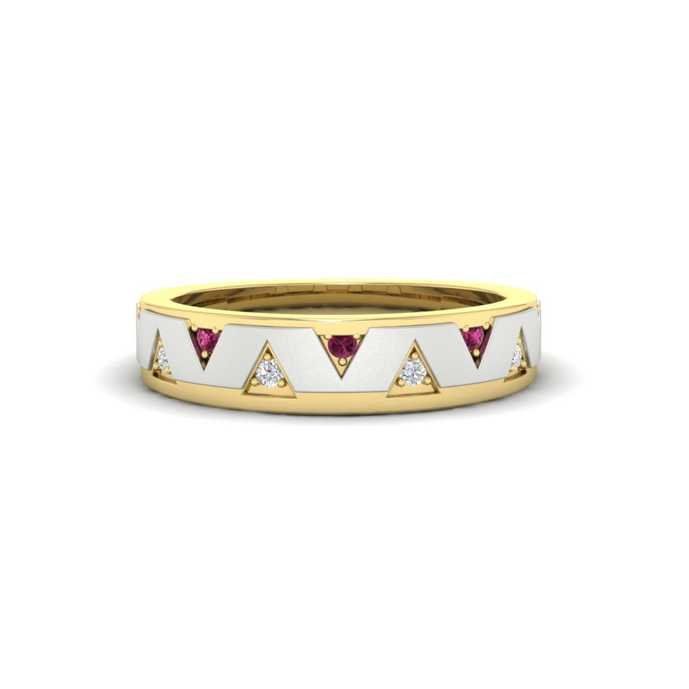 Two Tone Male Wedding Band Fascinating Diamonds