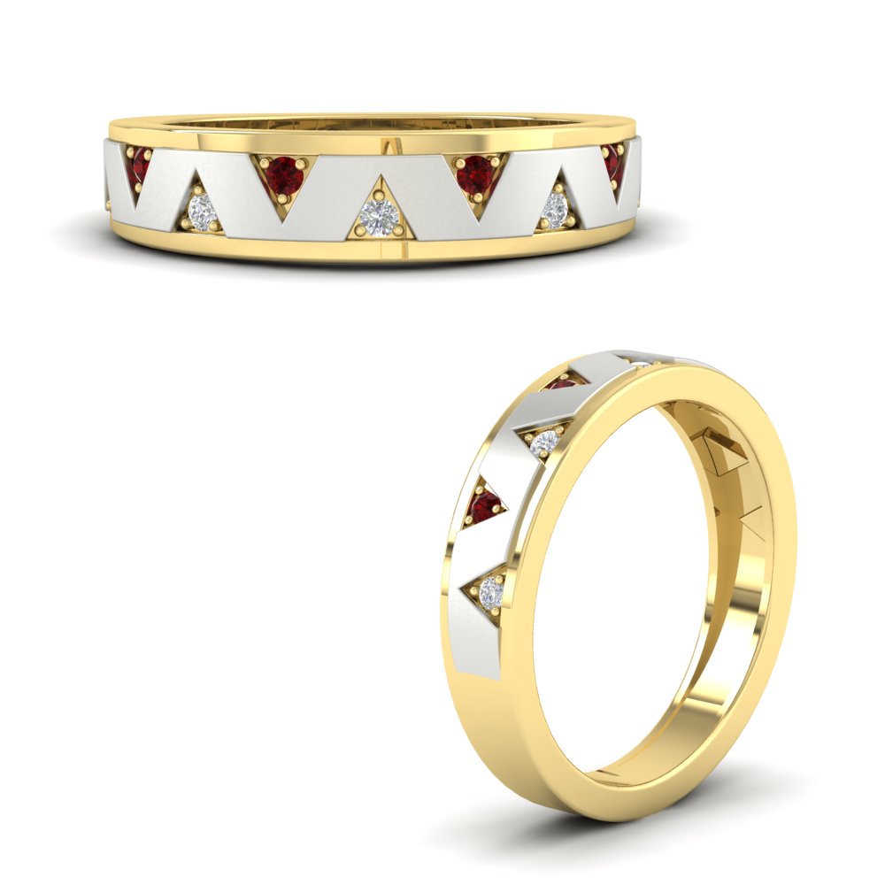 Two Tone Male Wedding Band Fascinating Diamonds