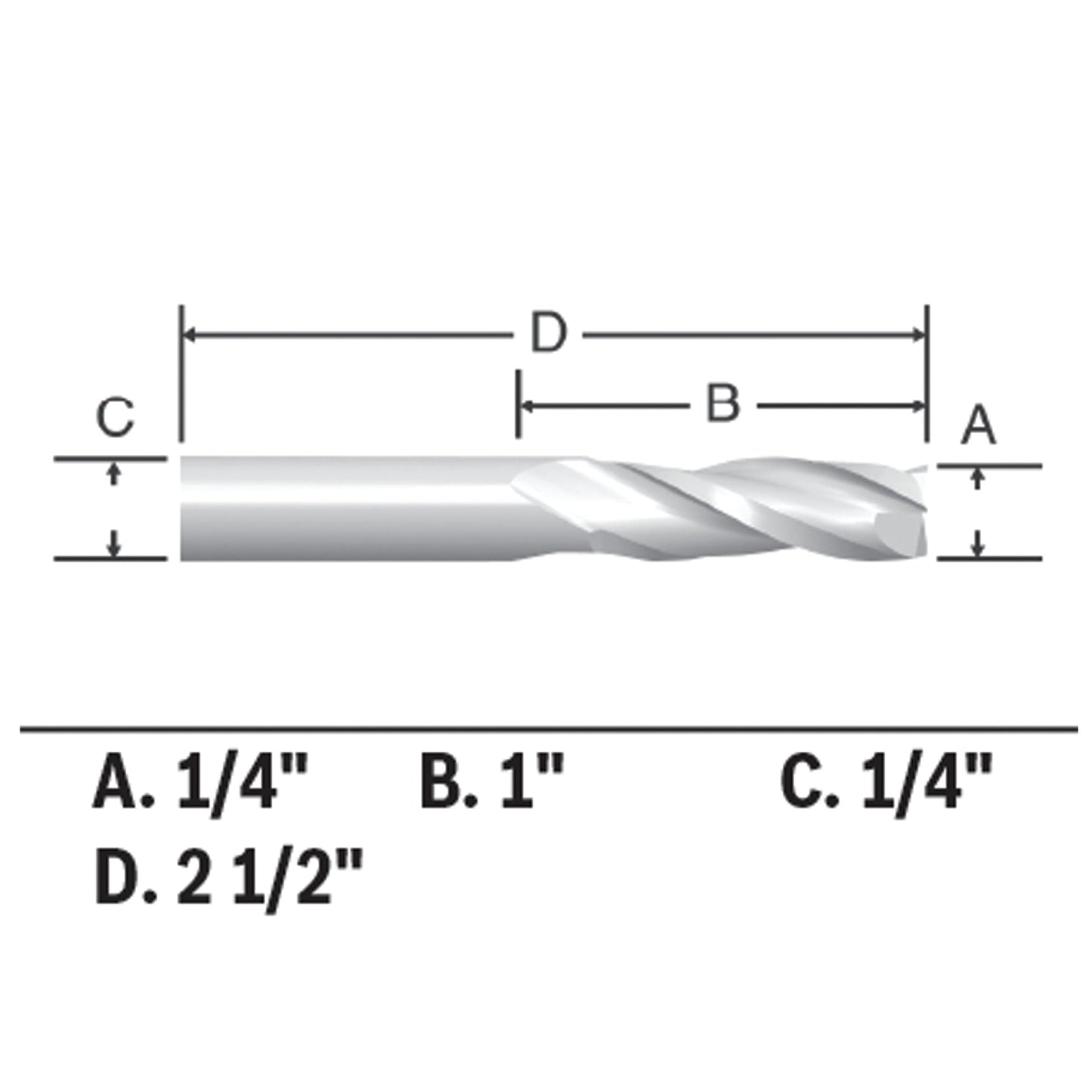 BOSCH 85911MC 1/4 In. x 1 In. Solid Carbide Double-Flute Upcut Spiral Router Bit VM Hardware