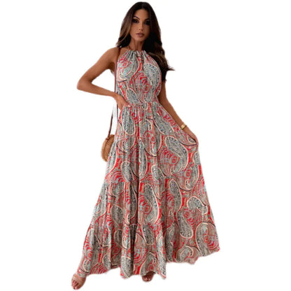 Bohemian Floral Backless Maxi Dress