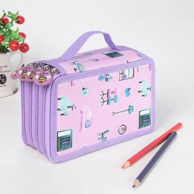 Unique Purple Cute Big 36/48/72 Holes Stationery Students Pencil Case High Quality Large Capacity Pencil Box Stevvex