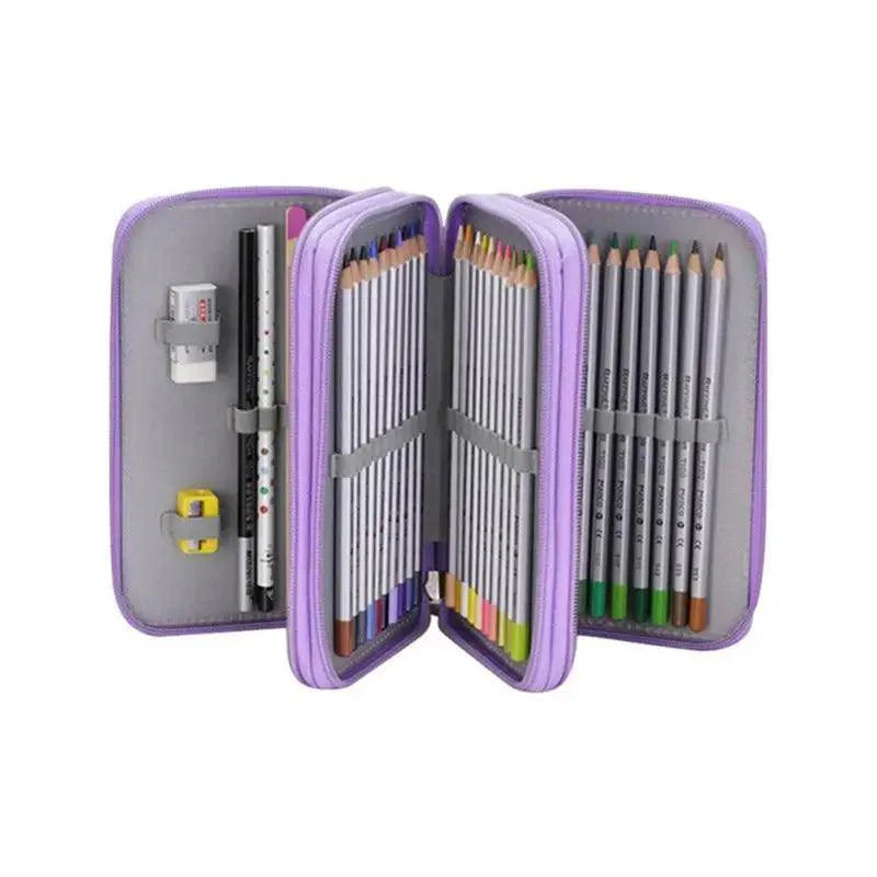 Unique Purple Cute Big 36/48/72 Holes Stationery Students Pencil Case High Quality Large Capacity Pencil Box Stevvex