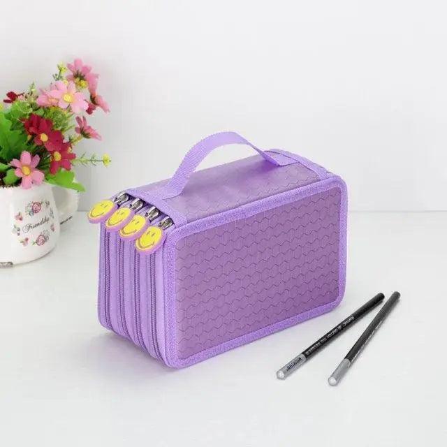 Unique Purple Cute Big 36/48/72 Holes Stationery Students Pencil Case High Quality Large Capacity Pencil Box Stevvex