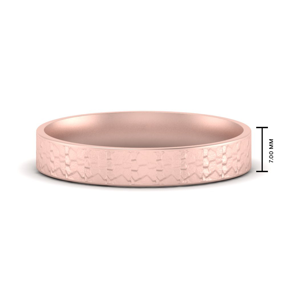 Unique Rock Textured Mens Wedding Band Fascinating Diamonds