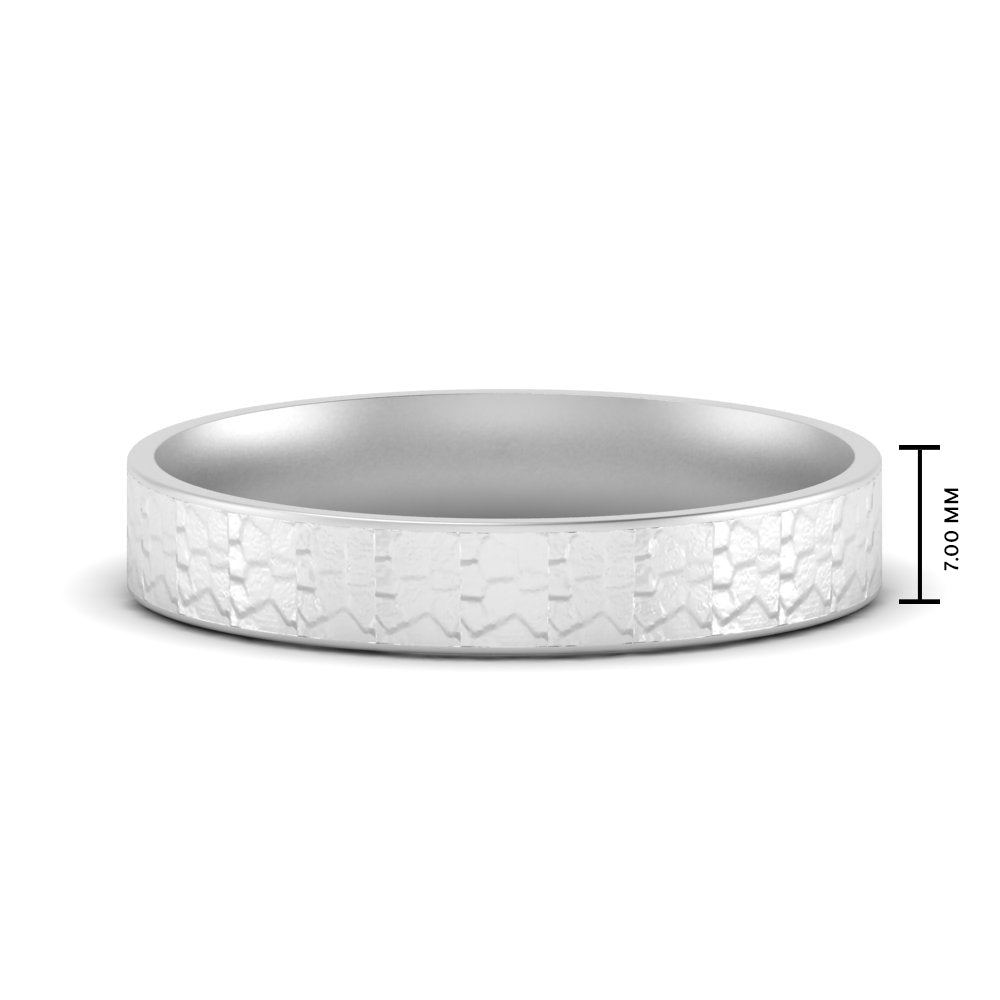 Unique Rock Textured Mens Wedding Band Fascinating Diamonds