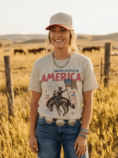 United States of America Cowboy Graphic Tee Wild Junkie