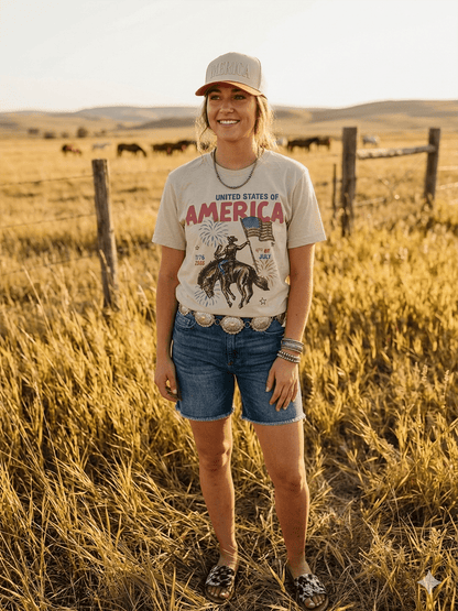 United States of America Cowboy Graphic Tee Wild Junkie