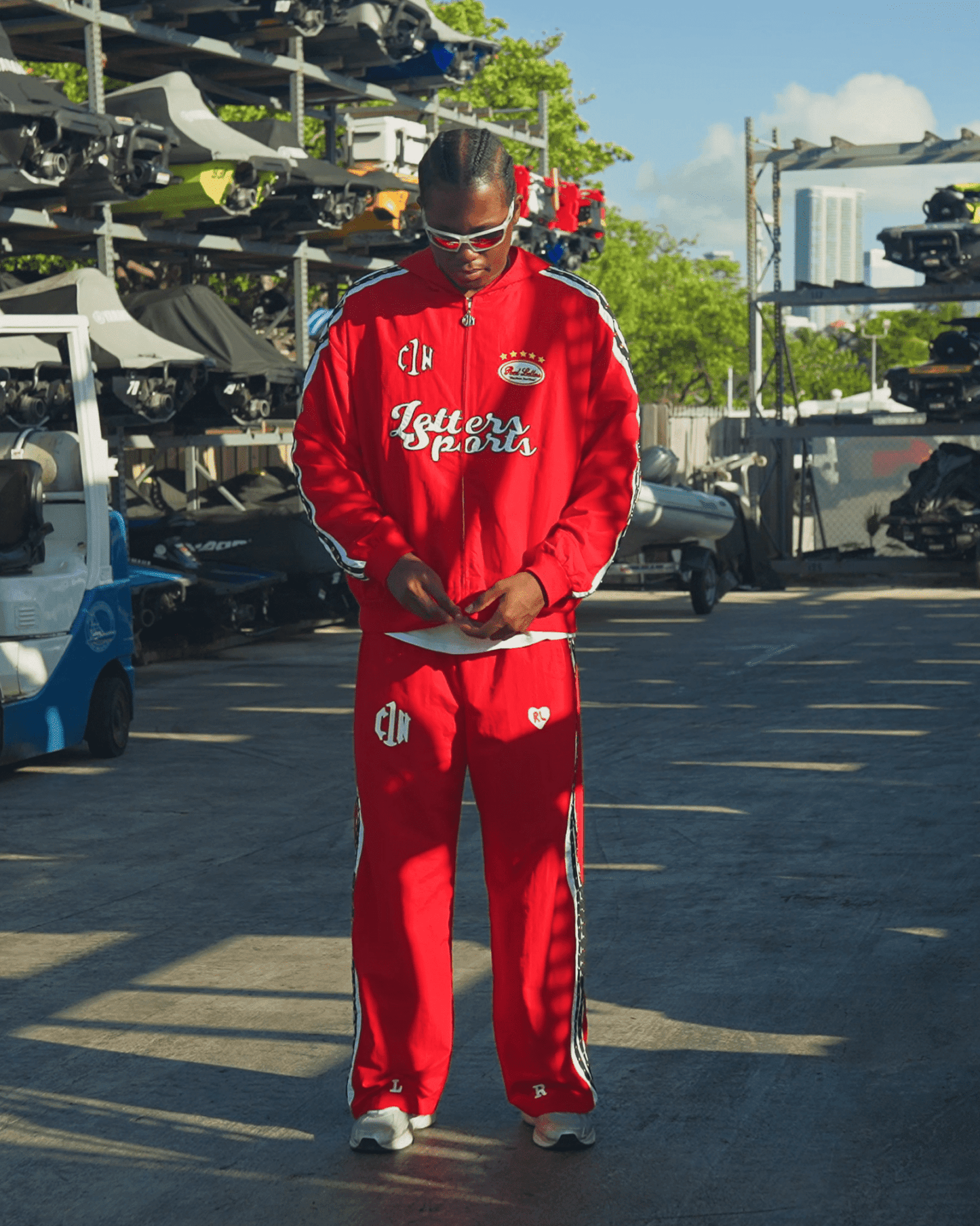 Red Letters x Cam Newton Rhinestone Pants - Red Denim Exchange