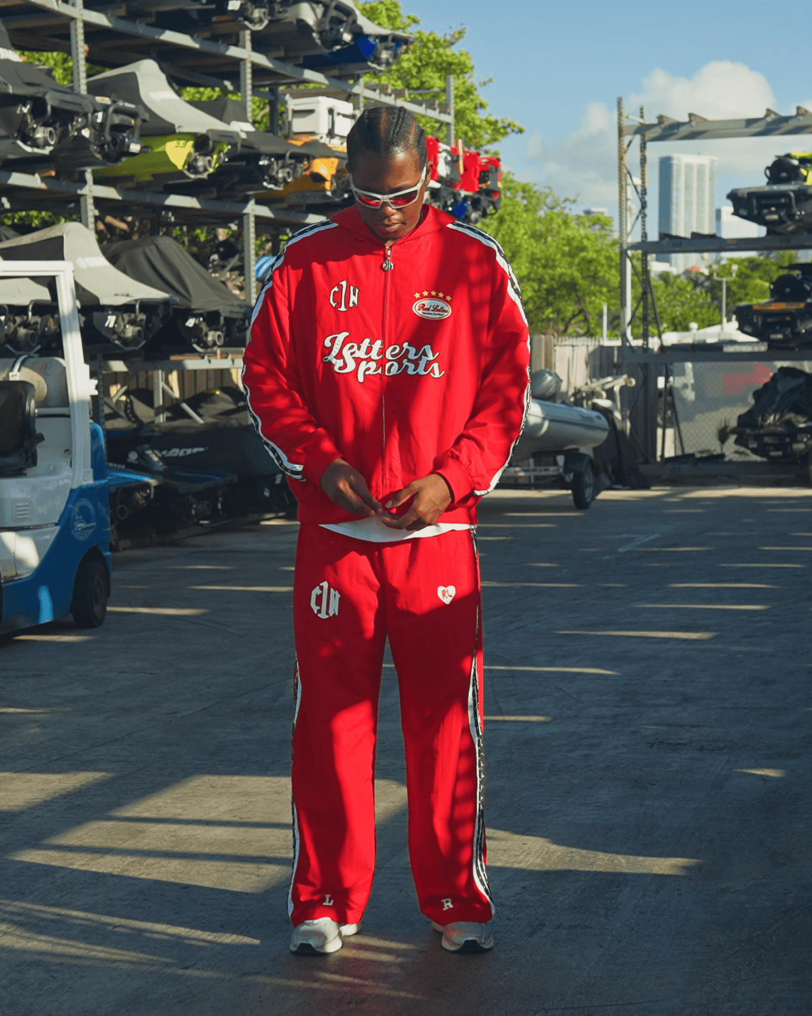 Red Letters x Cam Newton Rhinestone Pants - Red Denim Exchange