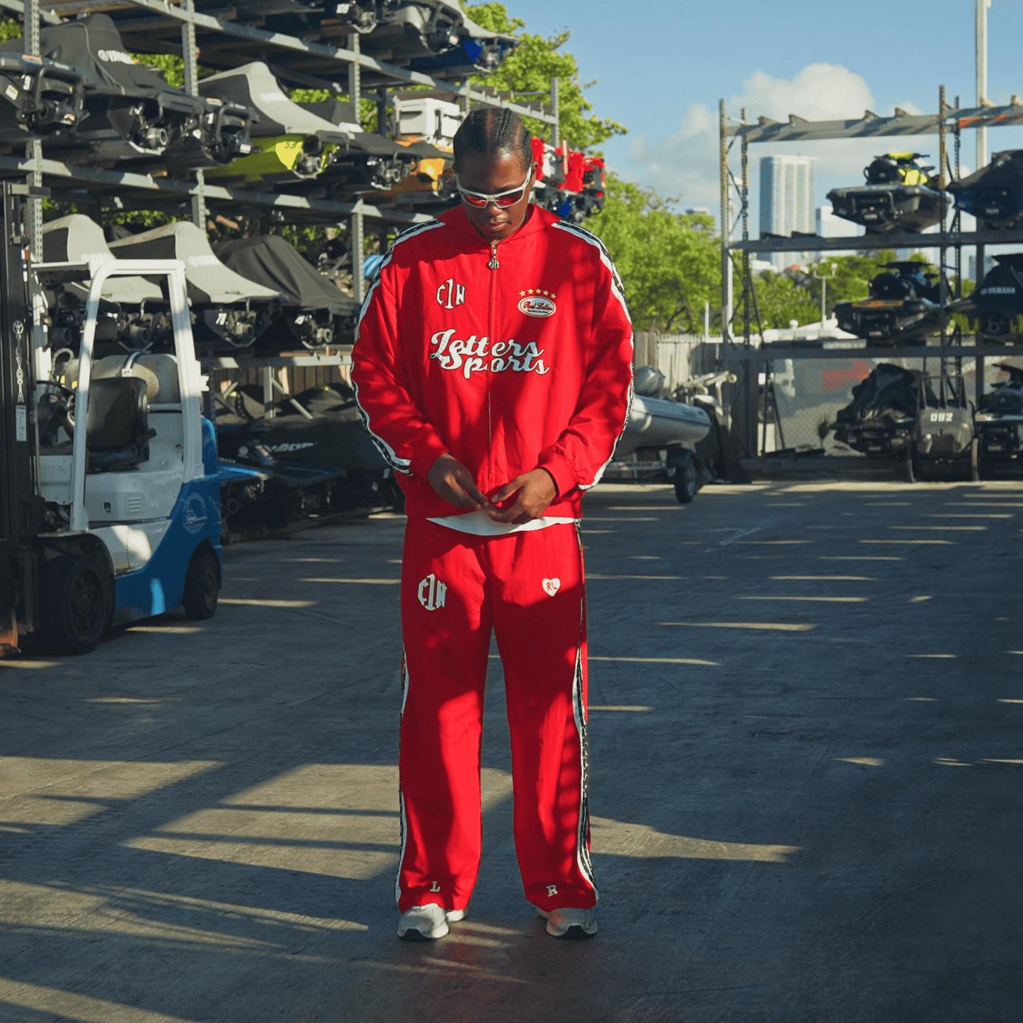 Red Letters x Cam Newton Rhinestone Hoodie - Red Denim Exchange