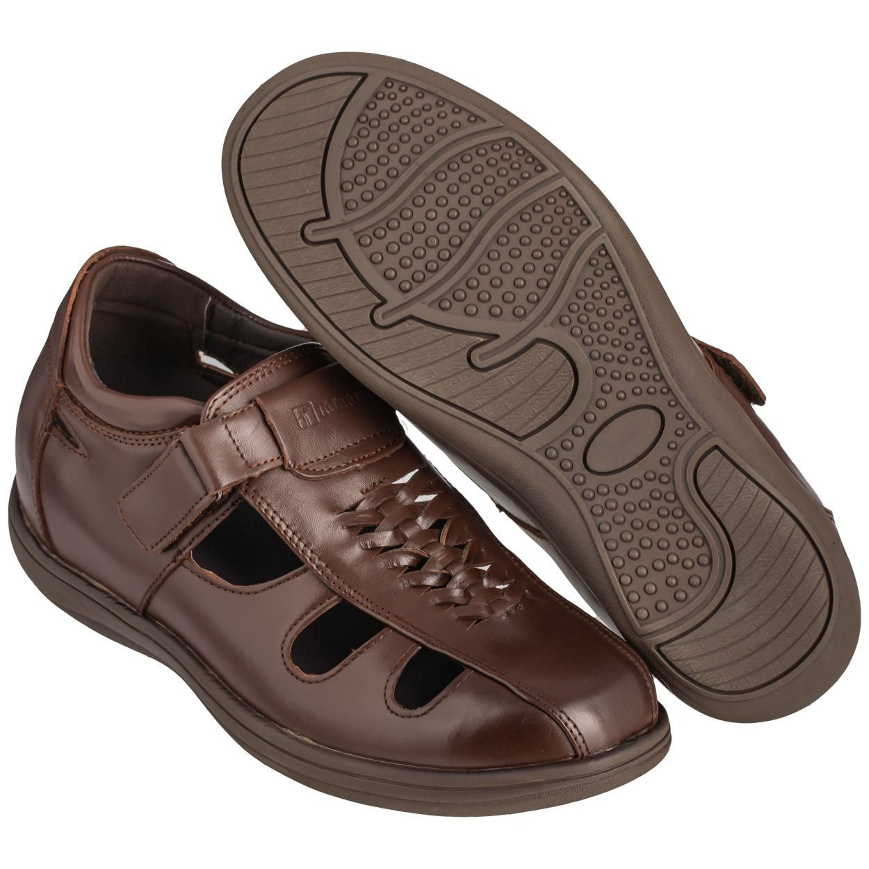 TOTO - G13072 - 3.2 Inches Taller (Cordovan Dark Brown) Braided Sandals - Super Lightweight Tallmenshoes.com