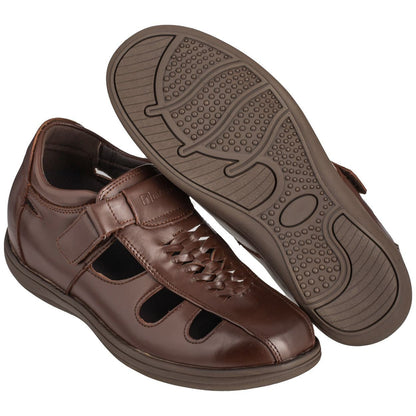 TOTO - G13072 - 3.2 Inches Taller (Cordovan Dark Brown) Braided Sandals - Super Lightweight Tallmenshoes.com
