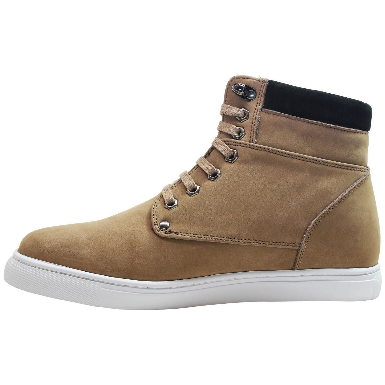 CALTO - T53121 - 2.6 Inches Taller (Nubuck Tan) - High top sneak-boot Tallmenshoes.com