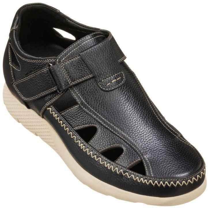 CALTO - K2132 - 2.8 Inches Taller (Black) - Fisherman Sandal Lightweight Tallmenshoes.com