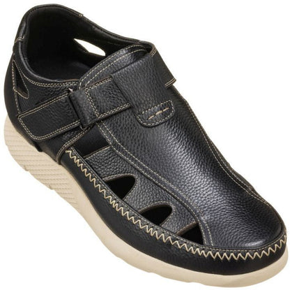 CALTO - K2132 - 2.8 Inches Taller (Black) - Fisherman Sandal Lightweight Tallmenshoes.com