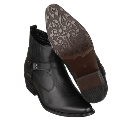 CALTO - T8112 - 3.3 Inches Taller (Black) - Zipper Boots Tallmenshoes.com