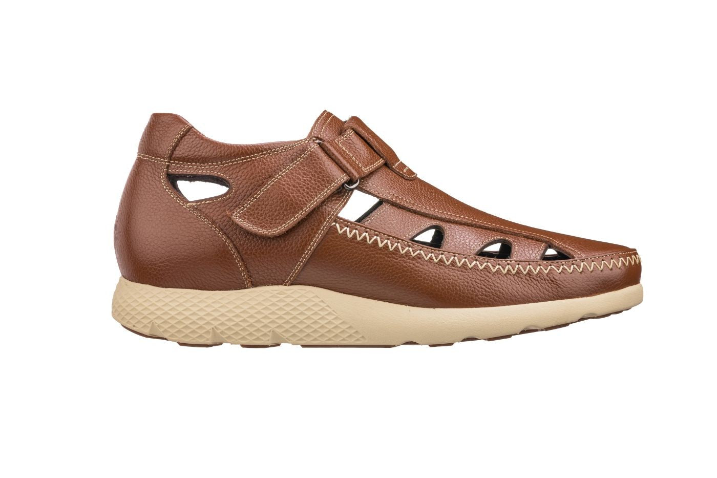 CALTO - K2133 - 2.8 Inches Taller (Brown) - Fisherman Sandal Lightweight Tallmenshoes.com