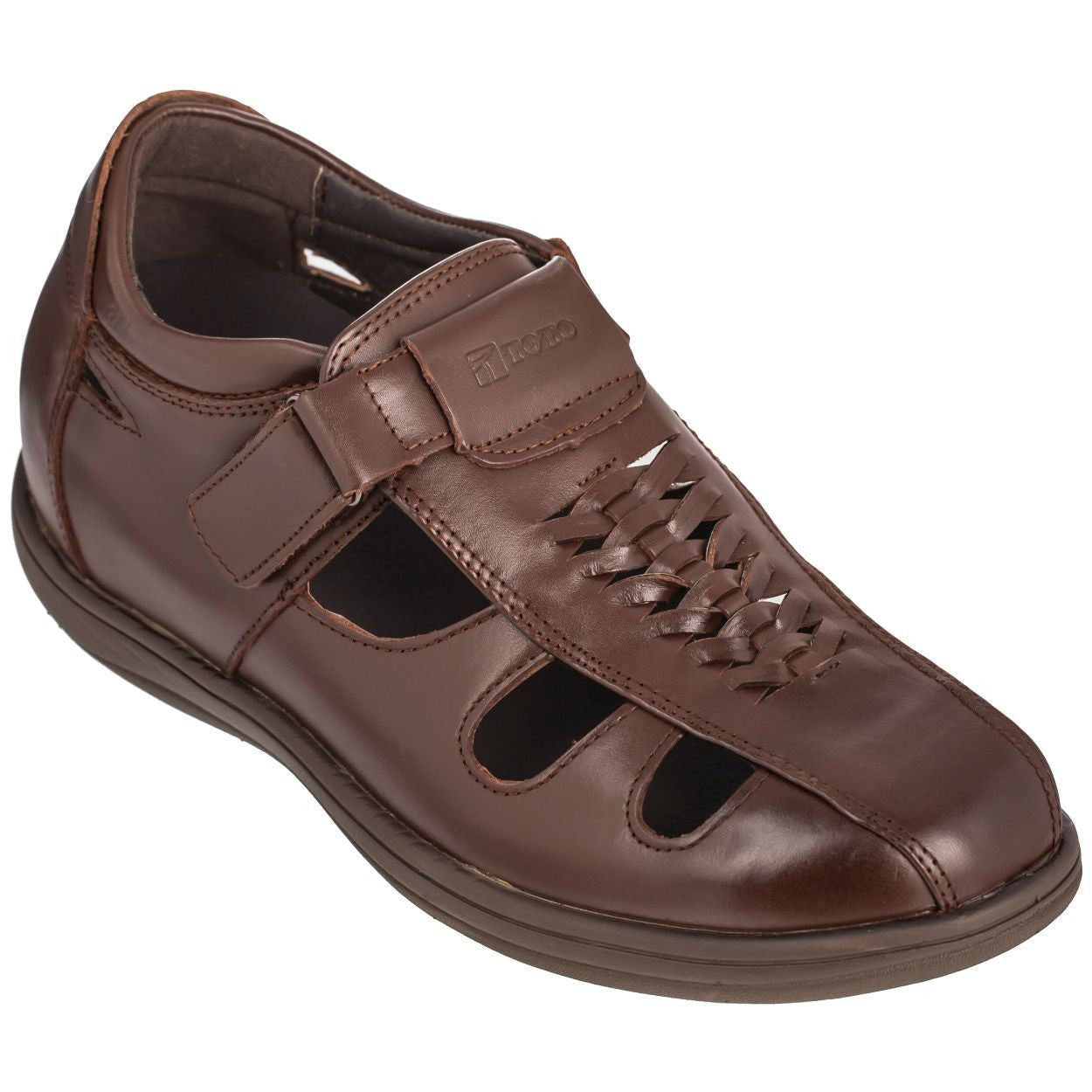 TOTO - G13072 - 3.2 Inches Taller (Cordovan Dark Brown) Braided Sandals - Super Lightweight Tallmenshoes.com