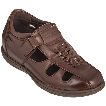 TOTO - G13072 - 3.2 Inches Taller (Cordovan Dark Brown) Braided Sandals - Super Lightweight Tallmenshoes.com