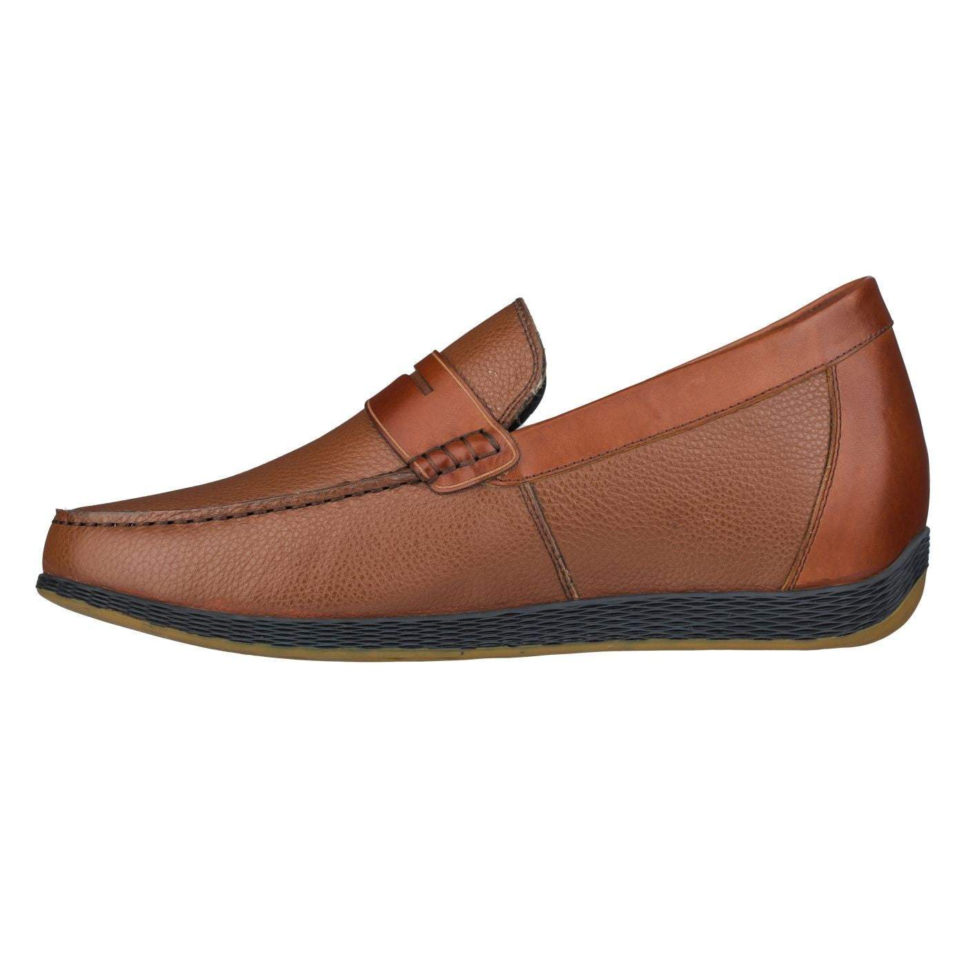 CALTO Lightweight Brown Penny Loafers - 2.4 Inches - S1092 Tallmenshoes.com