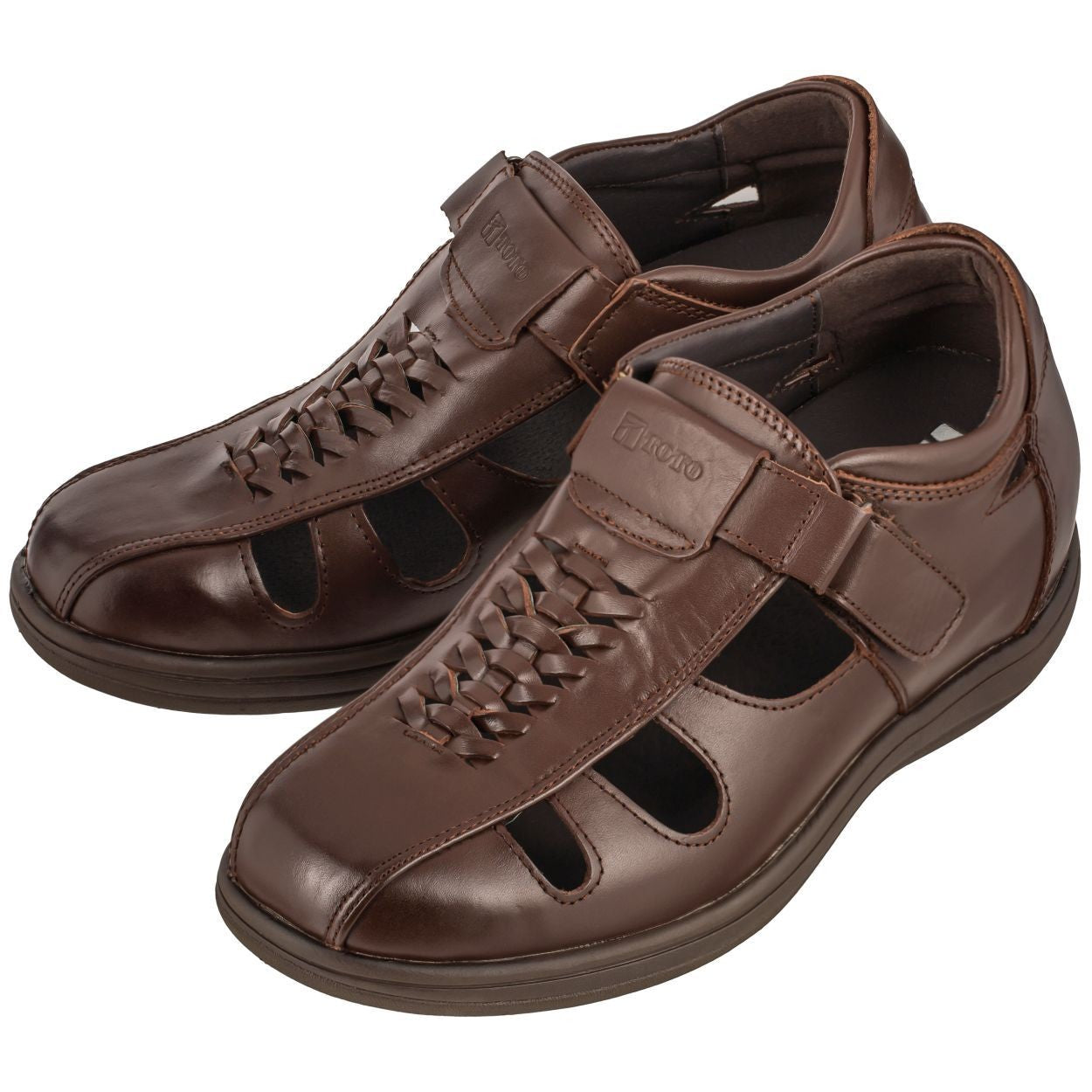 TOTO - G13072 - 3.2 Inches Taller (Cordovan Dark Brown) Braided Sandals - Super Lightweight Tallmenshoes.com