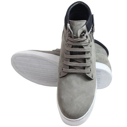 CALTO - T53120 - 2.6 Inches Taller (Nubuck Grey) - High top sneak-boot Tallmenshoes.com