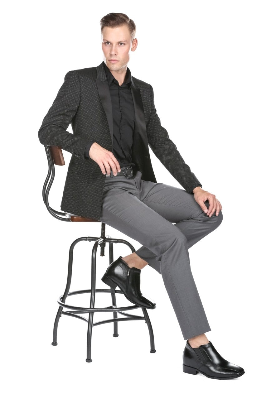 CALDEN - K99805 - 3.2 Inches Taller (Black) Zipper Boots Tallmenshoes.com