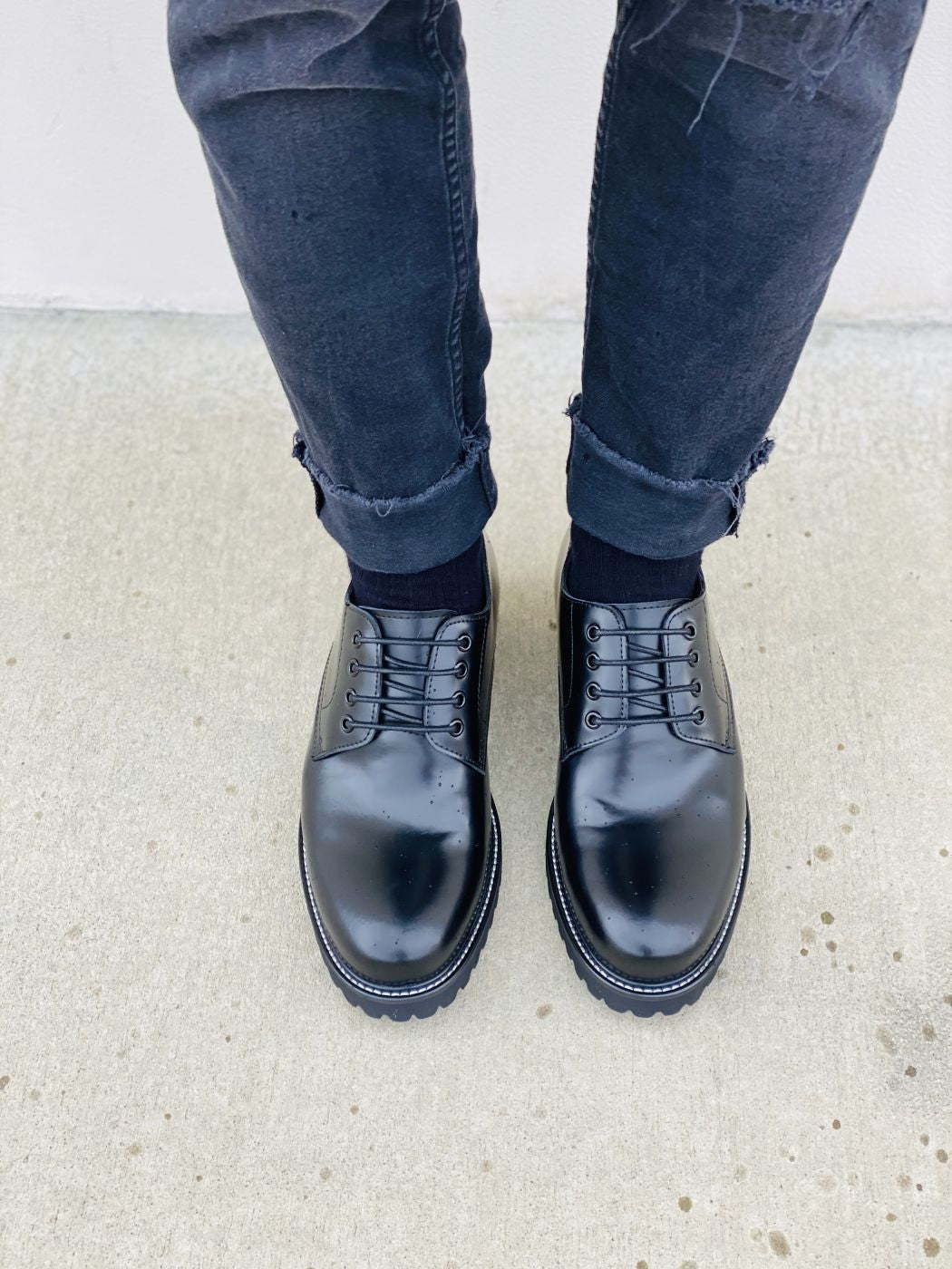CALTO S9118 - 3" Taller Black Leather Elevator Work Shoes Tallmenshoes.com