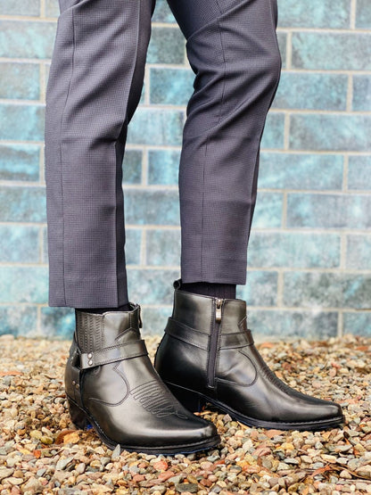 CALTO - T8112 - 3.3 Inches Taller (Black) - Zipper Boots Tallmenshoes.com