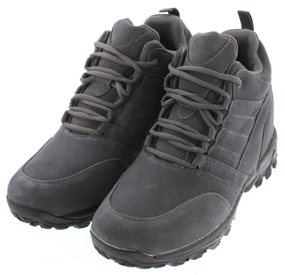 CALTO - H0032 - 4 Inches Taller (Grey) - Hiking Style Boots Tallmenshoes.com