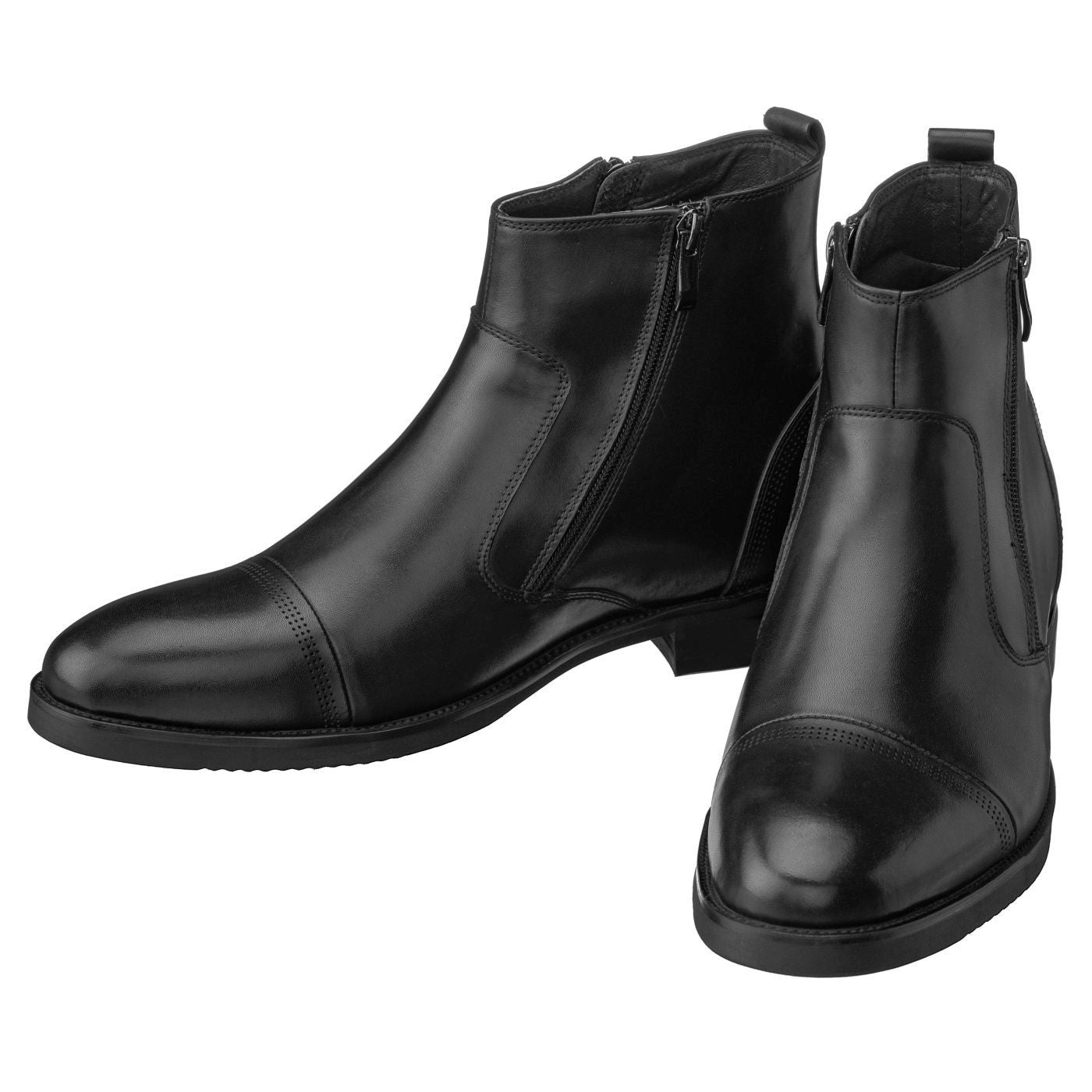 CALTO - S28001 - 3.2 Inches Taller (Black) - Lightweight - Zipper Boots Tallmenshoes.com