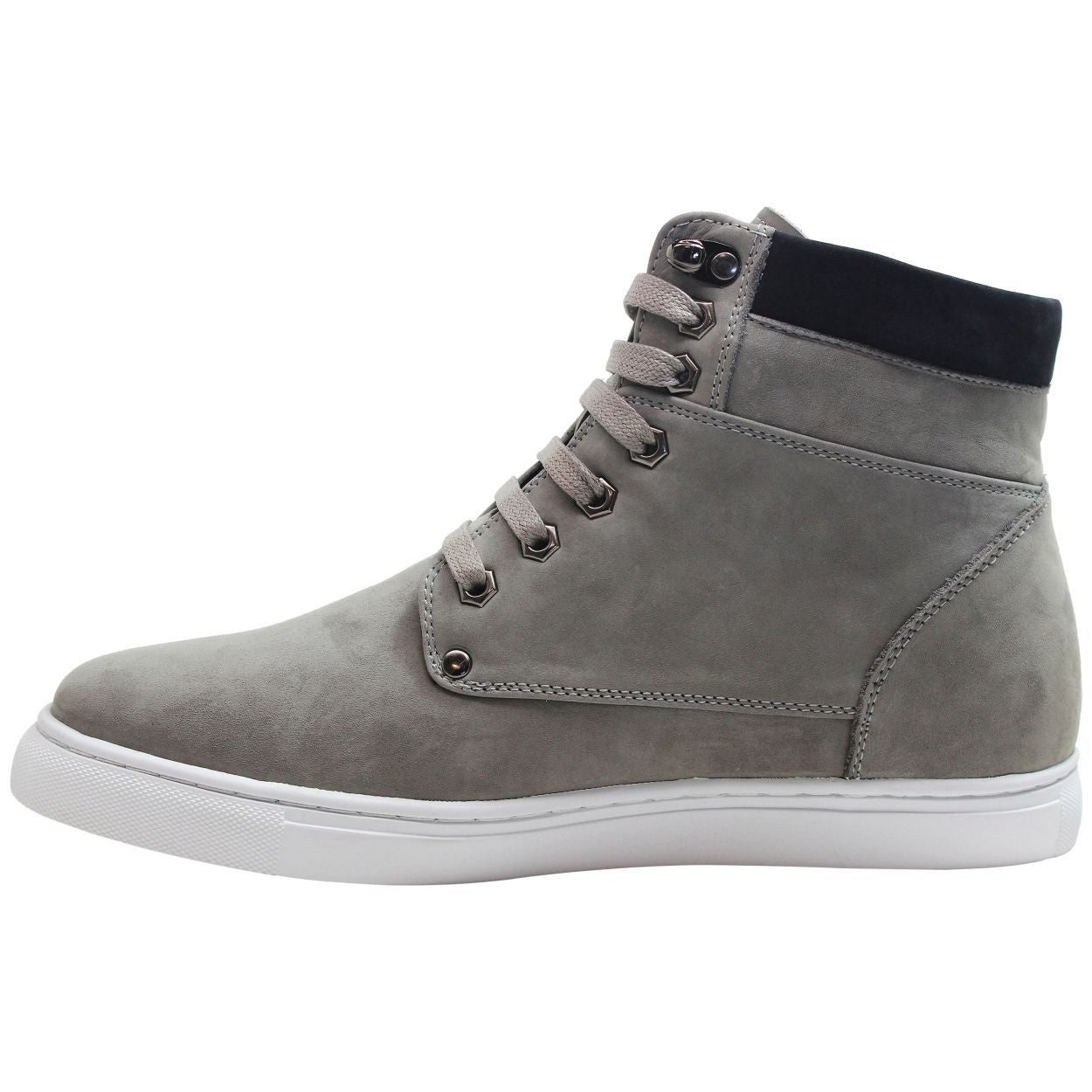 CALTO - T53120 - 2.6 Inches Taller (Nubuck Grey) - High top sneak-boot Tallmenshoes.com