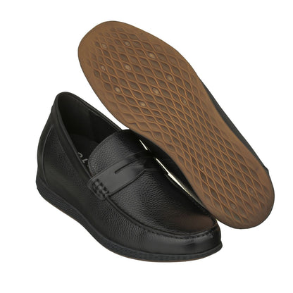 CALTO Black Penny Loafer Elevator Shoes - 2.4 Inches - S1090 Tallmenshoes.com
