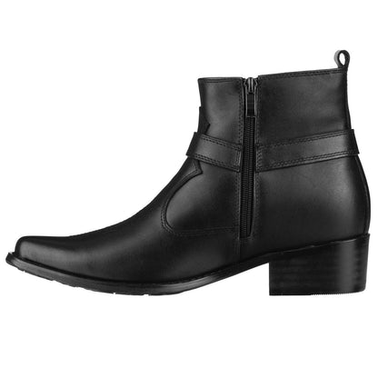 CALTO - T8112 - 3.3 Inches Taller (Black) - Zipper Boots Tallmenshoes.com