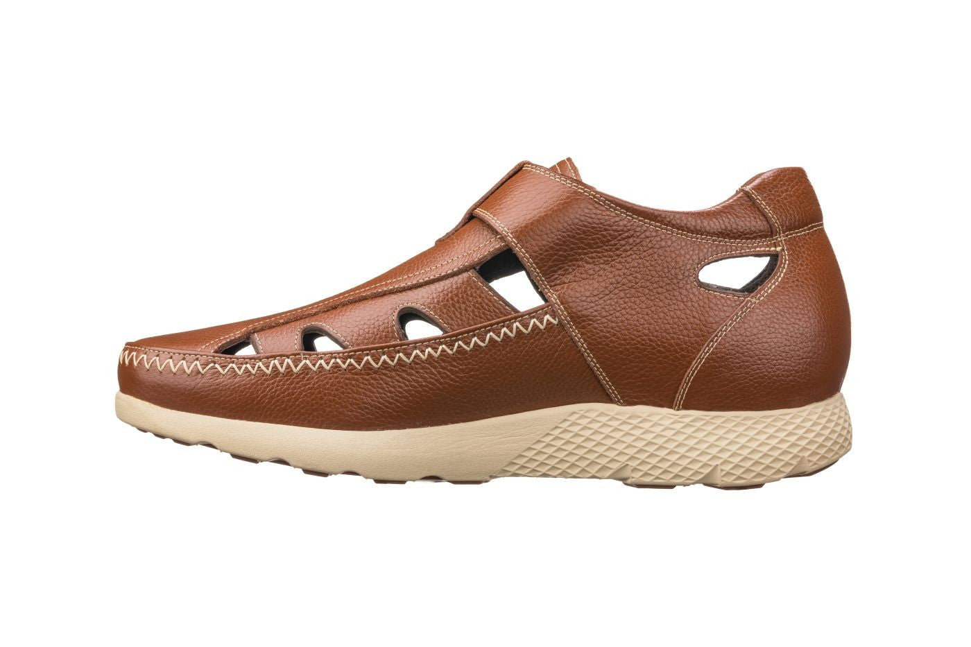 CALTO - K2133 - 2.8 Inches Taller (Brown) - Fisherman Sandal Lightweight Tallmenshoes.com