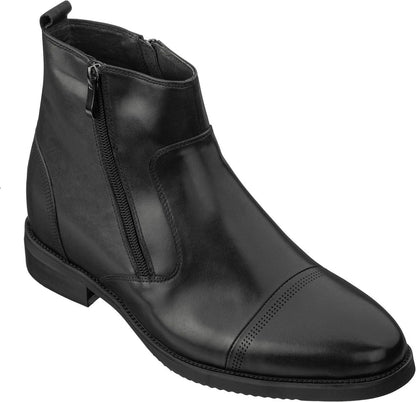 CALTO - S28001 - 3.2 Inches Taller (Black) - Lightweight - Zipper Boots Tallmenshoes.com
