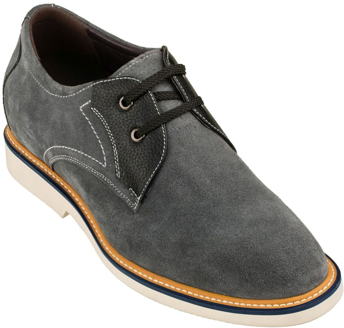 CALTO Business Casual Grey Leather Shoes 2.8 Inch  - Y42023 Tallmenshoes.com