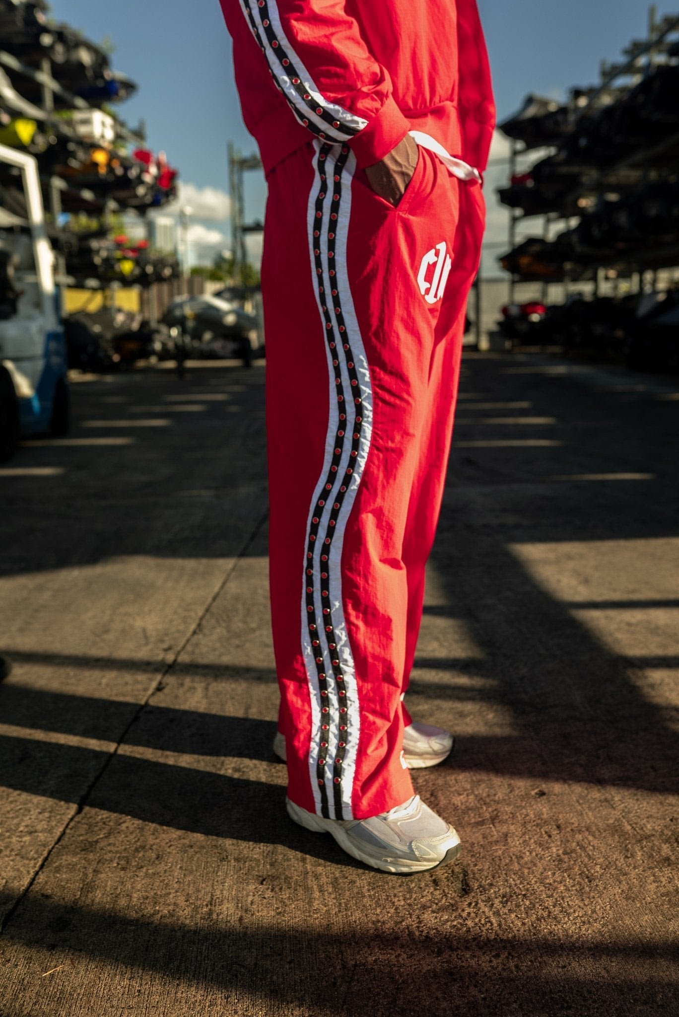 Red Letters x Cam Newton Rhinestone Pants - Red Denim Exchange